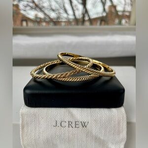 J. Crew Gold-tone Spiral Slim Bangles (3)